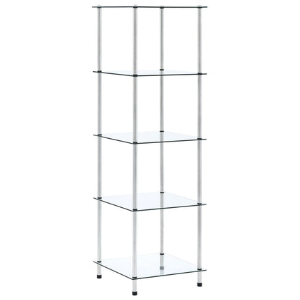 reol 5 hylder 40x40x130 cm hærdet glas transparent