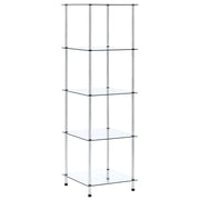 reol 5 hylder 40x40x130 cm hærdet glas transparent