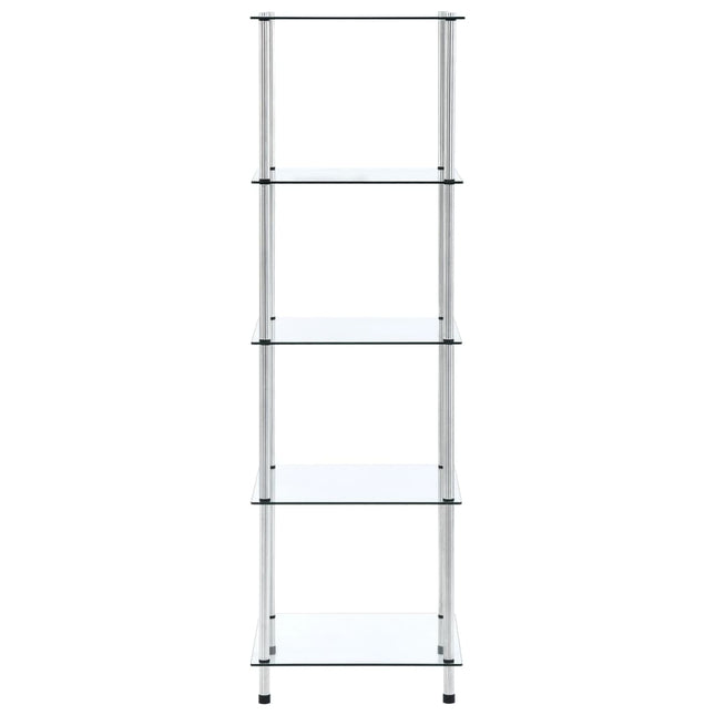 reol 5 hylder 40x40x130 cm hærdet glas transparent