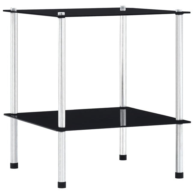 reol 2 hylder 40x40x47 cm hærdet glas sort