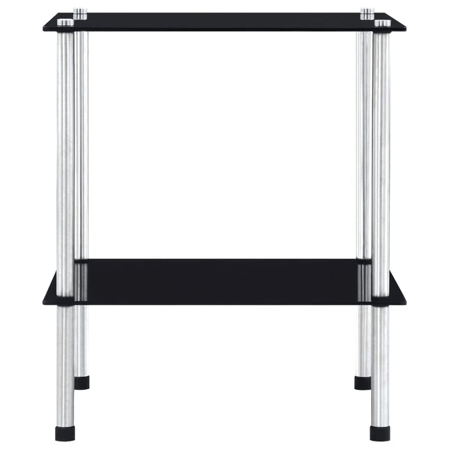 reol 2 hylder 40x40x47 cm hærdet glas sort