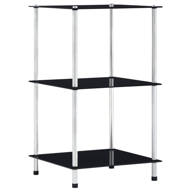 reol 3 hylder 40x40x67 cm hærdet glas sort