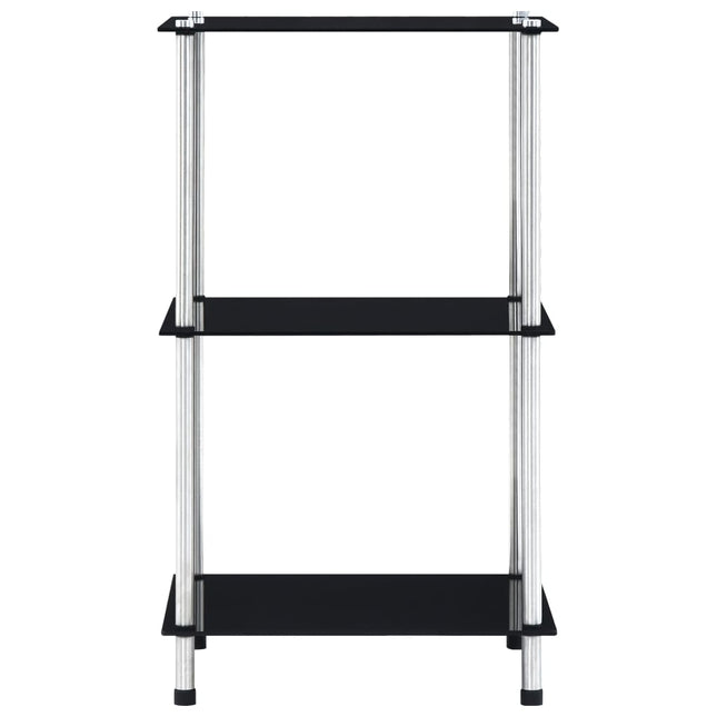 reol 3 hylder 40x40x67 cm hærdet glas sort