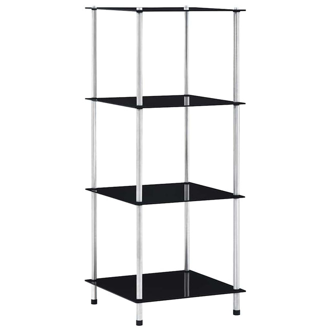 reol 4 hylder 40x40x100 cm hærdet glas sort