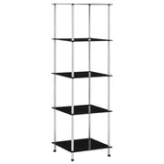 reol 5 hylder 40x40x130 cm hærdet glas sort