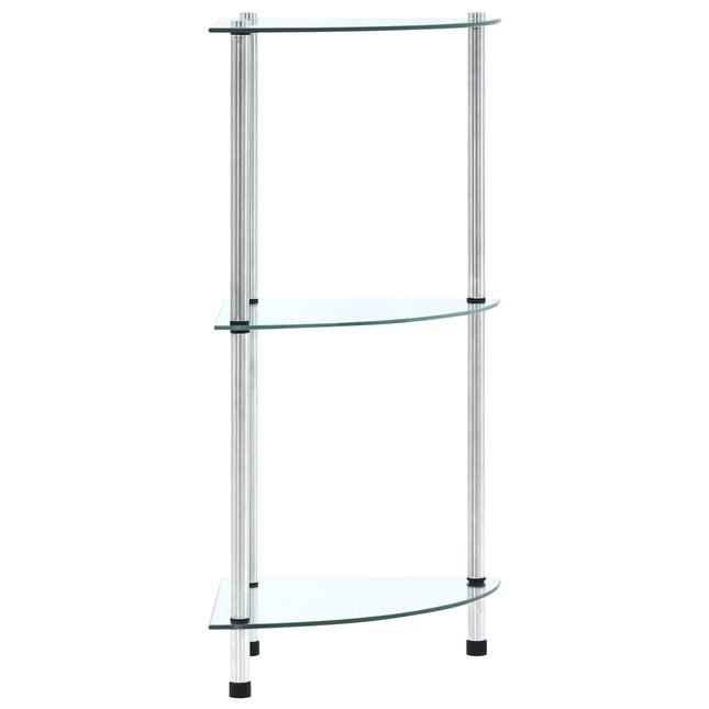 reol 3 hylder 30x30x67 hærdet glas transparent