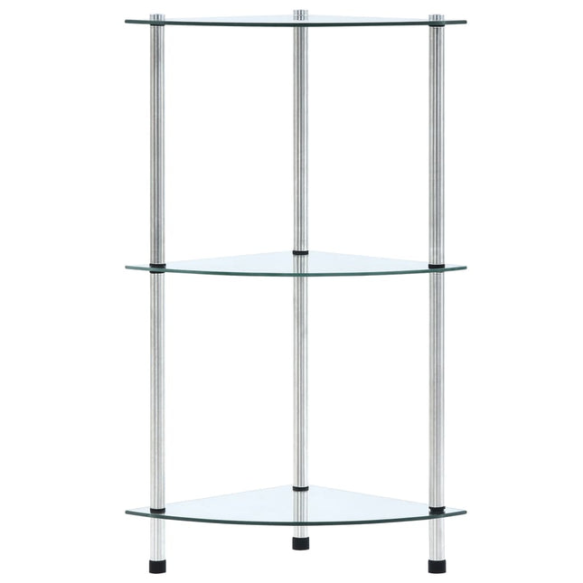 reol 3 hylder 30x30x67 hærdet glas transparent