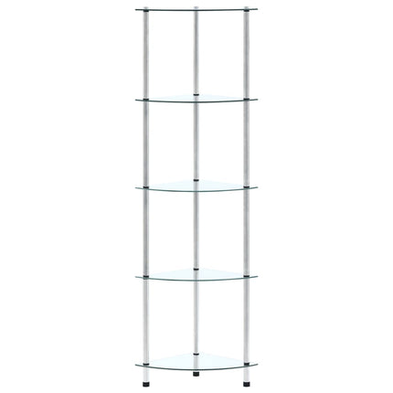 reol 5 hylder 30x30x130 hærdet glas transparent