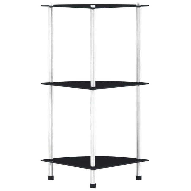 reol 3 hylder 30x30x67 cm hærdet glas sort