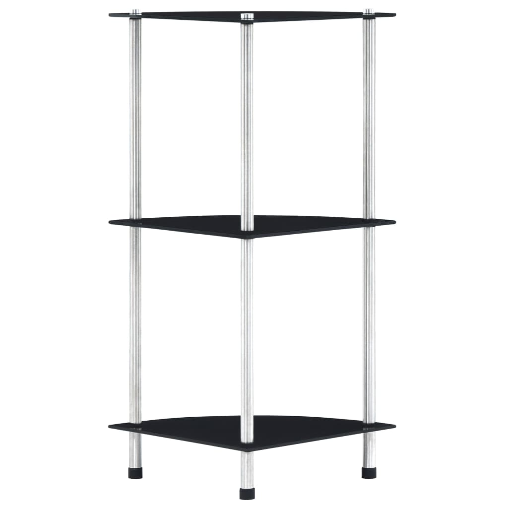 reol 3 hylder 30x30x67 cm hærdet glas sort