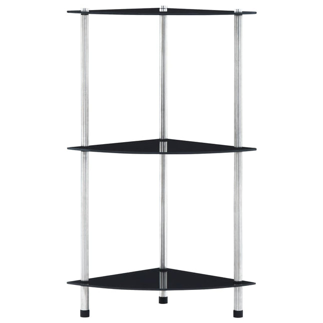 reol 3 hylder 30x30x67 cm hærdet glas sort