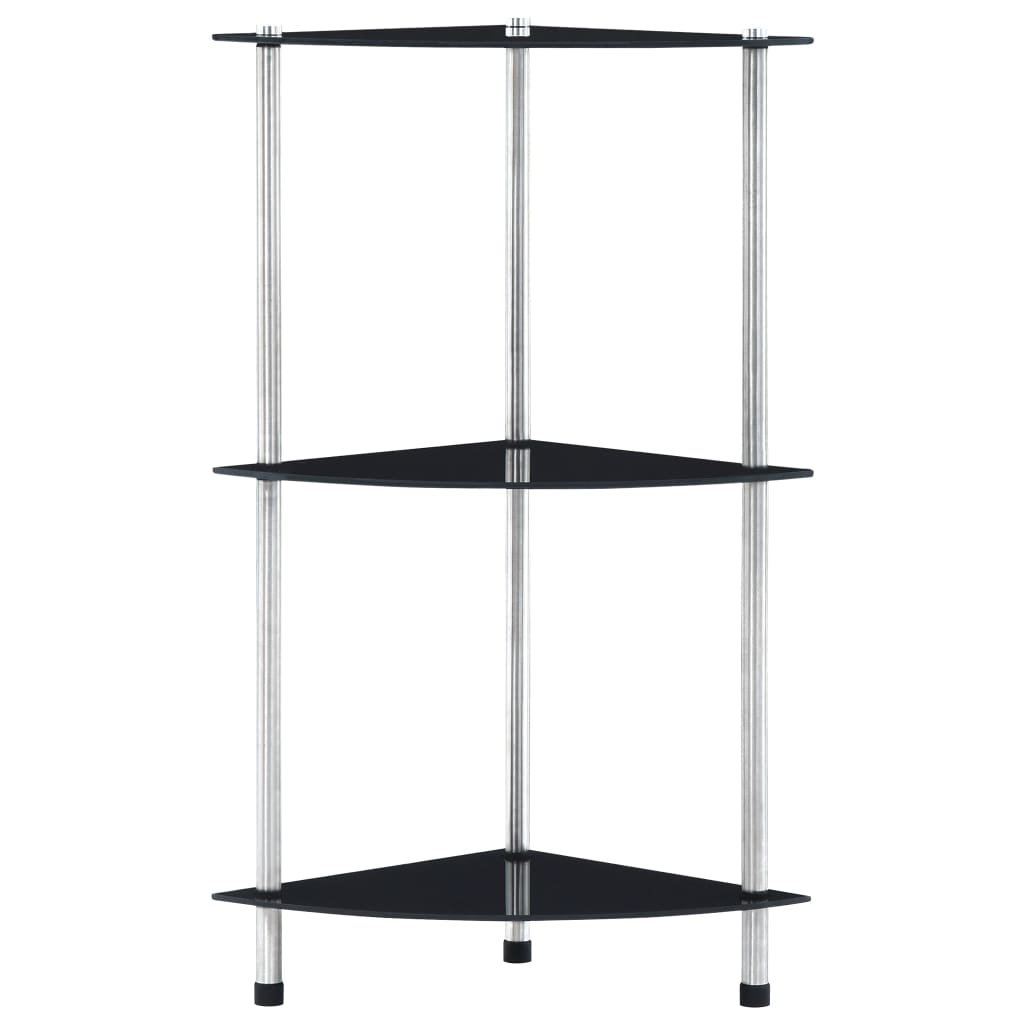 reol 3 hylder 30x30x67 cm hærdet glas sort