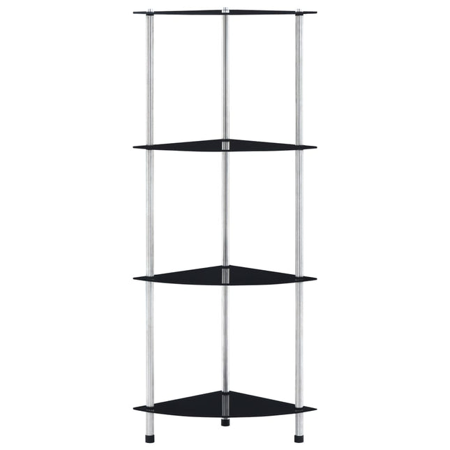 reol 4 hylder 30x30x100 cm hærdet glas sort