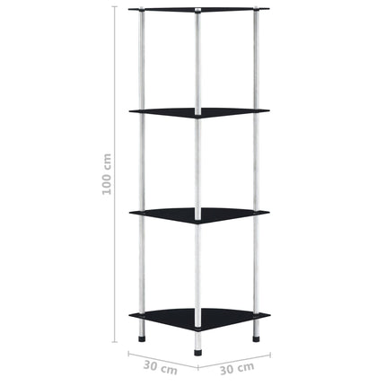 reol 4 hylder 30x30x100 cm hærdet glas sort