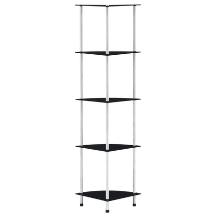 reol 5 hylder 30x30x130 cm hærdet glas sort