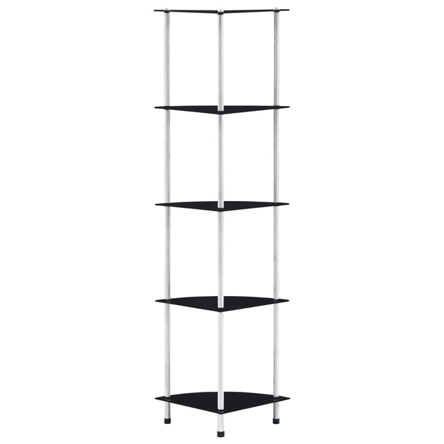 reol 5 hylder 30x30x130 cm hærdet glas sort