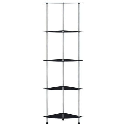 reol 5 hylder 30x30x130 cm hærdet glas sort
