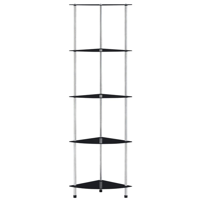 reol 5 hylder 30x30x130 cm hærdet glas sort