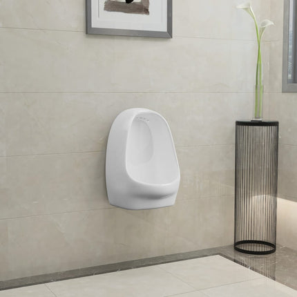 væghængt urinal med skylleventil keramisk hvid