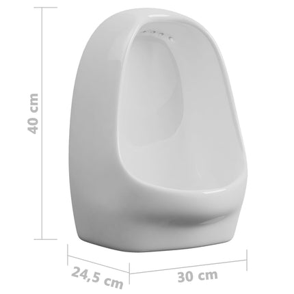 væghængt urinal med skylleventil keramisk hvid