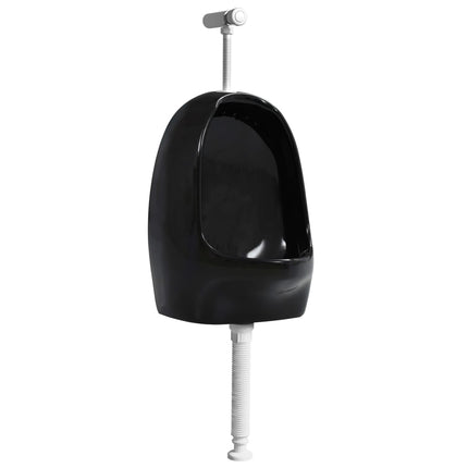 væghængt urinal med skylleventil keramisk sort