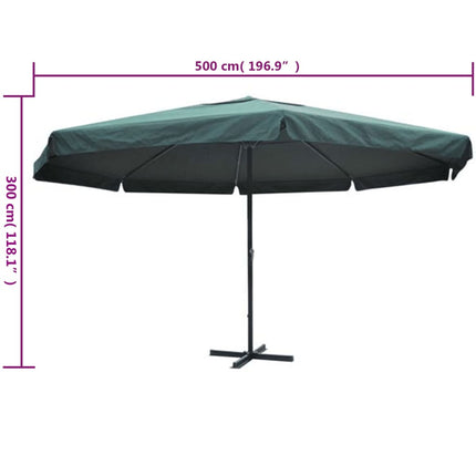 parasol 500 cm aluminium grøn