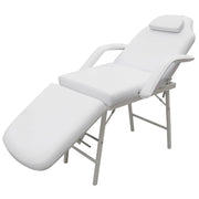 mobil ansigtsbehandlingsstol 185 x 78 x 76 cm kunstlæder hvid