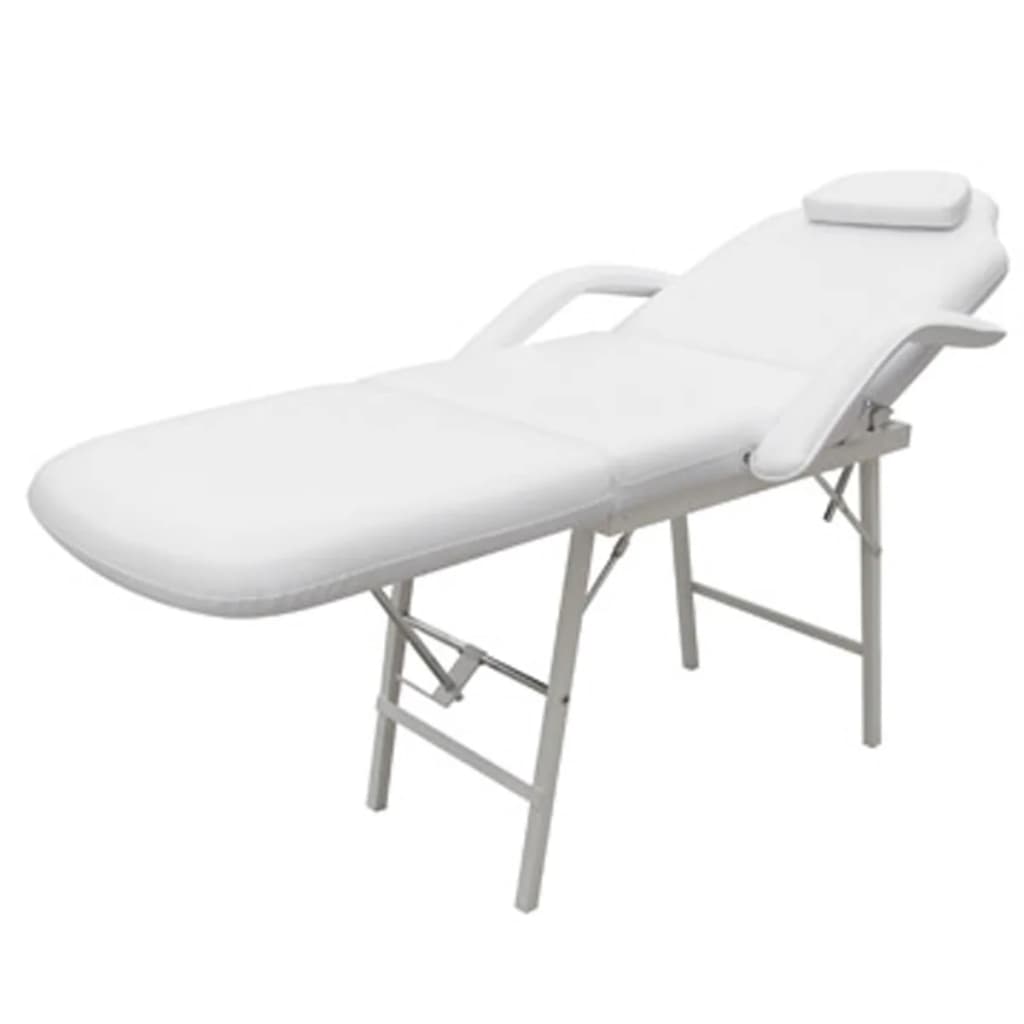 mobil ansigtsbehandlingsstol 185 x 78 x 76 cm kunstlæder hvid