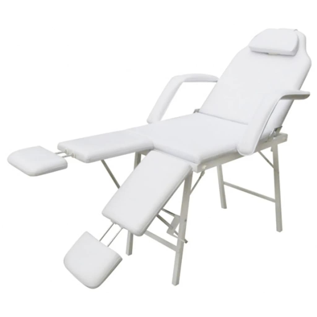 mobil ansigtsbehandlingsstol kunstlæder 185 x 78 x 76 cm hvid