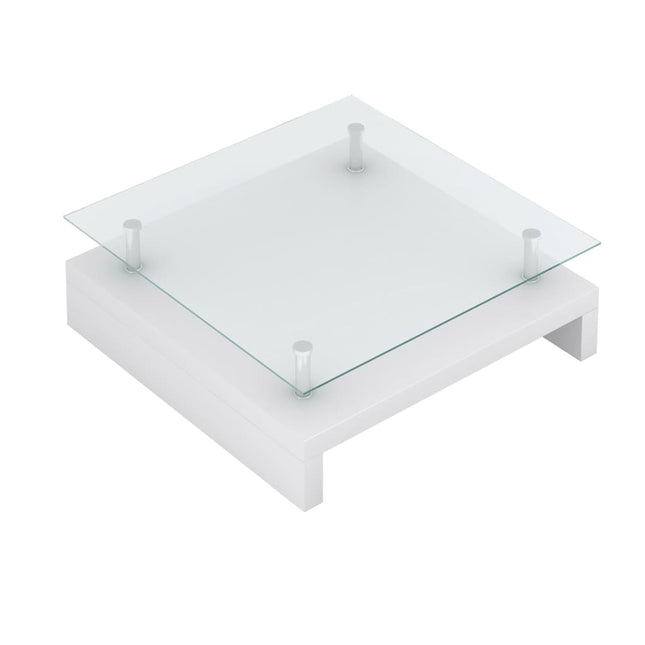 sofabord med glasbordplade hvid
