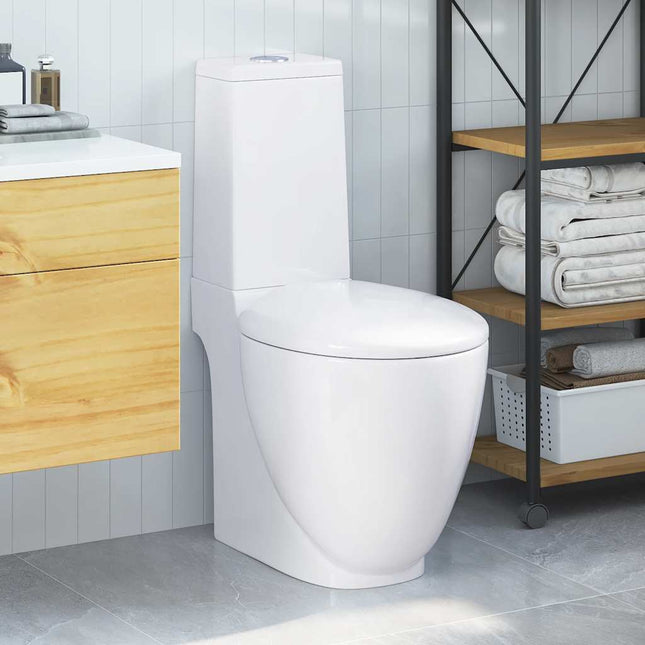 keramisk toilet med afløb bagpå hvid