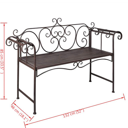havebænk 132 cm stål antikbrun