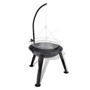 Kulgrill med hængende grillrist rund