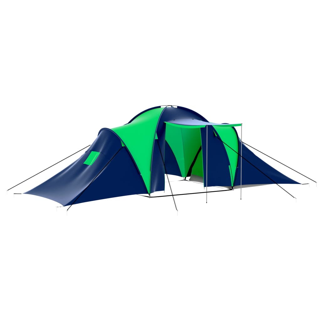 vidaXL 9-personers campingtelt stof blå og grøn