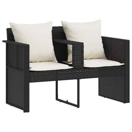 haveseng med parasol polyrattan sort