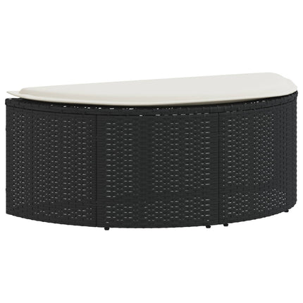 haveseng med parasol polyrattan sort