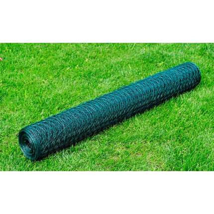 hønsenet 25x0,5 m stål med PVC-belægning grøn