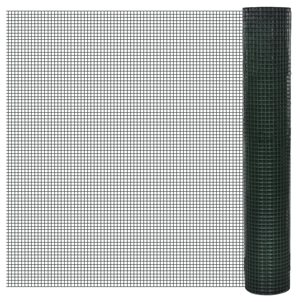 hønsenet galvaniseret stål med PVC-belægning 10 x 1 m grøn