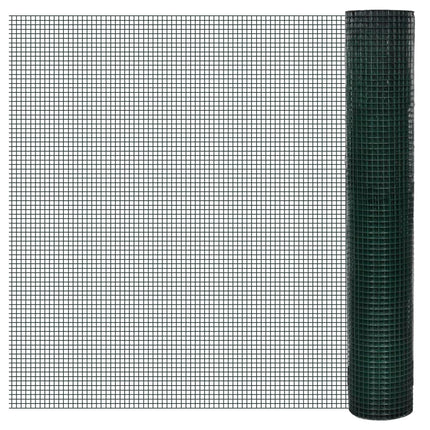 hønsenet galvaniseret stål med PVC-belægning 25 x 1 m grøn