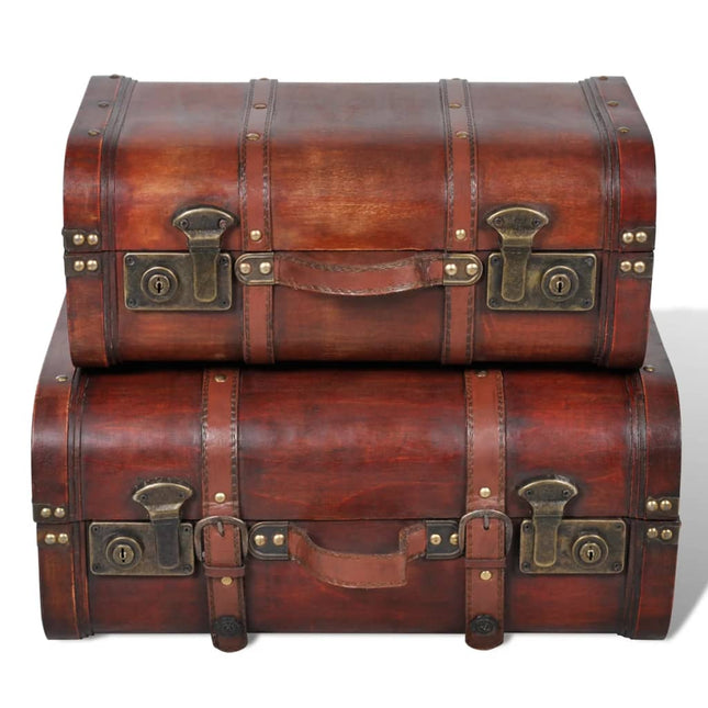 skattekiste vintagestil 2 stk. brun træ