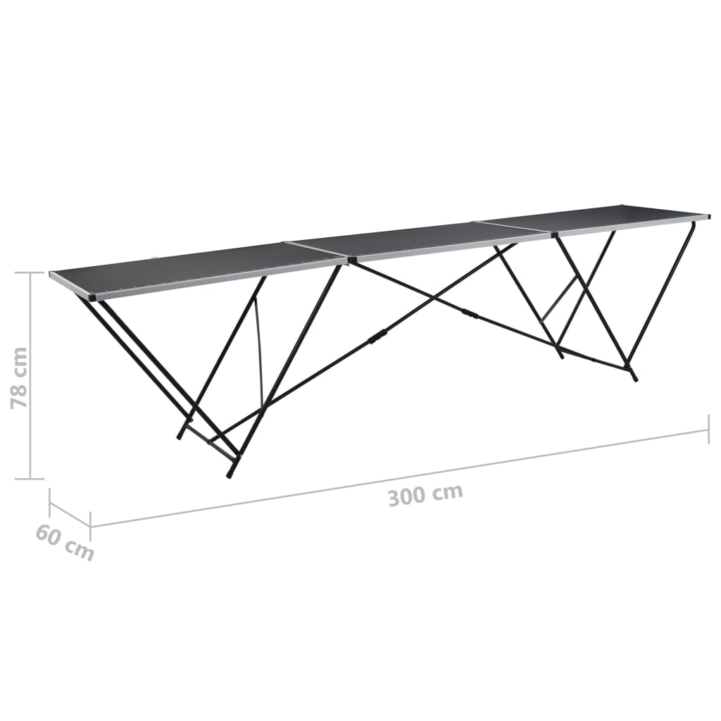 klapbord til tapetsering MDF og aluminium 300x60x78 cm