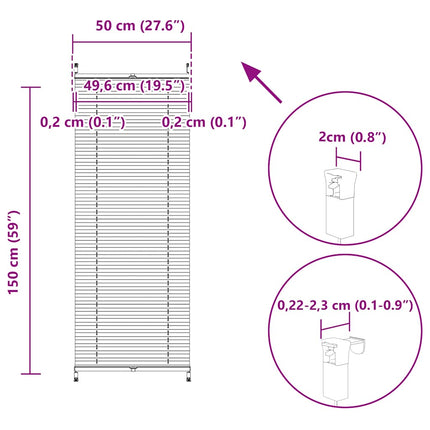 Plisserede blinde 50x150 cm hvid