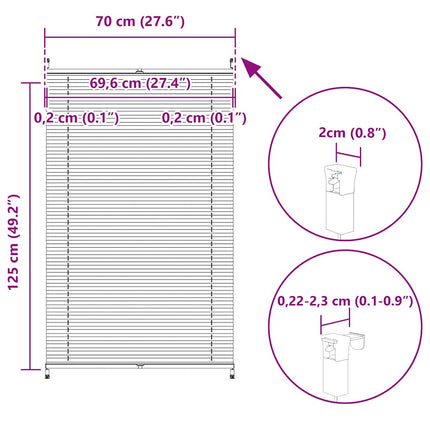 Plisserede blinde 70x125 cm hvid