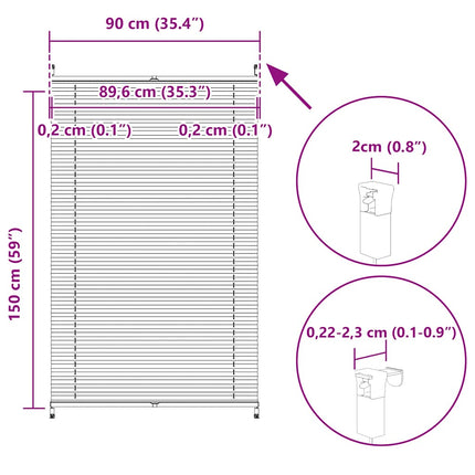 Plisserede blinde 90x150 cm hvid