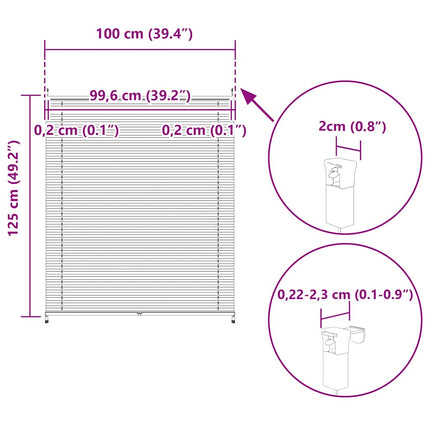 Plisseret blind 100x125 cm hvid