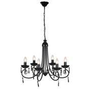 lysekrone 6 pærefatninger sort