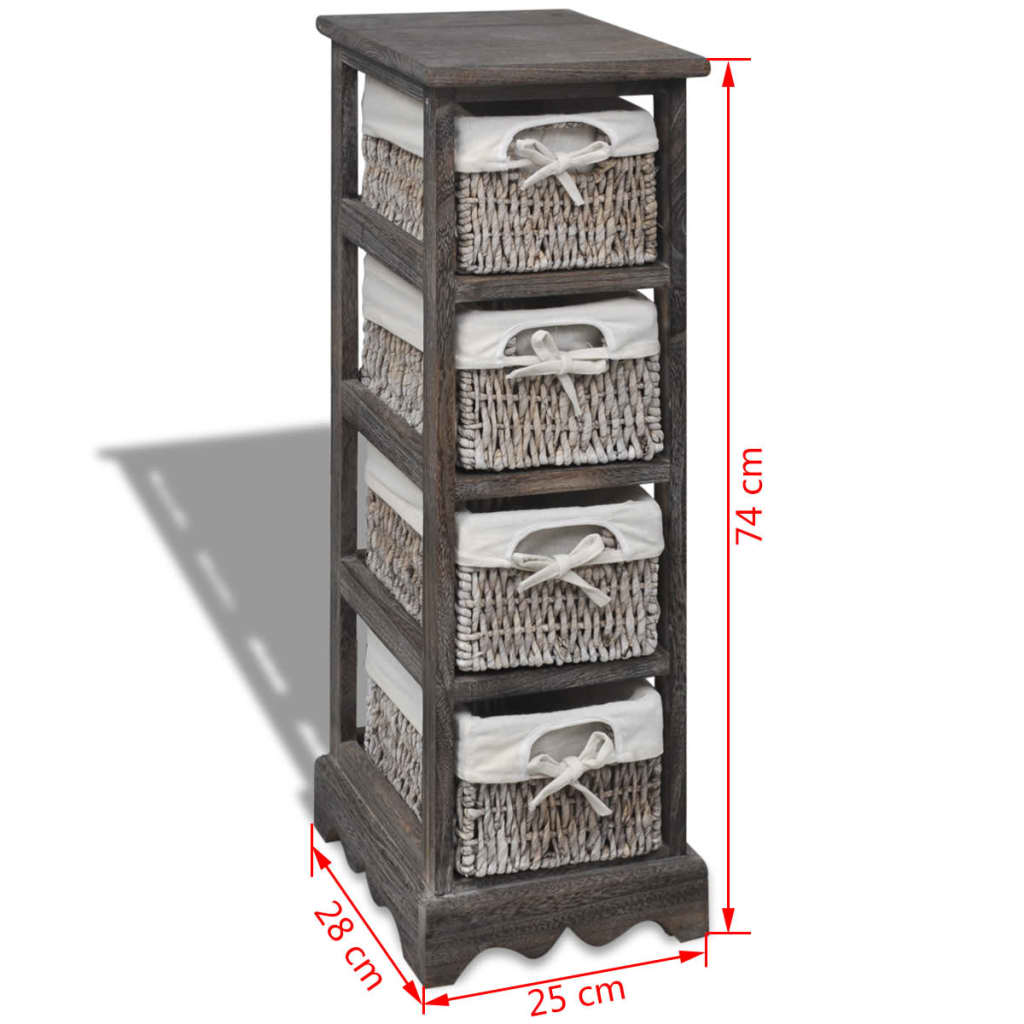 opbevaringsreol med 4 kurve træ brun