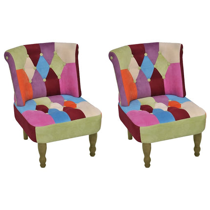 fransk stol 2 stk. med patchwork-design stof