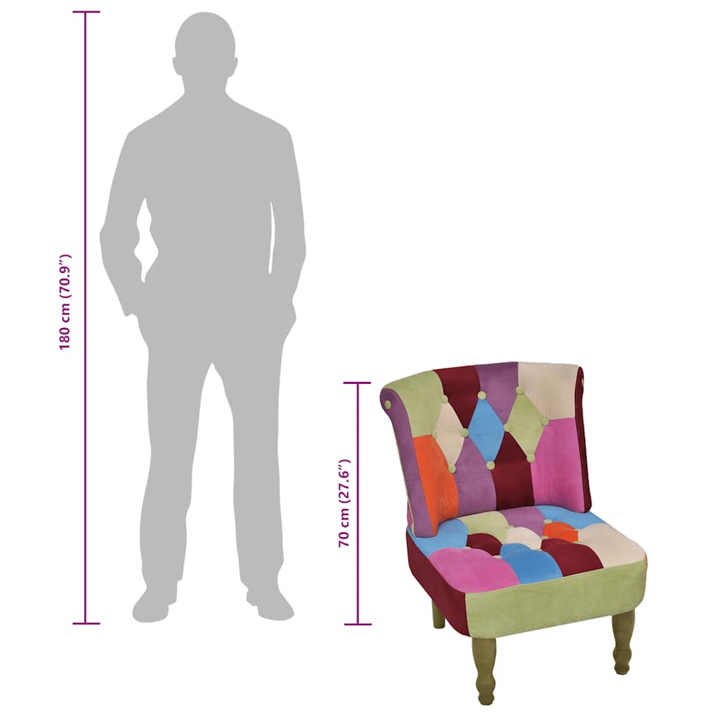 fransk stol 2 stk. med patchwork-design stof