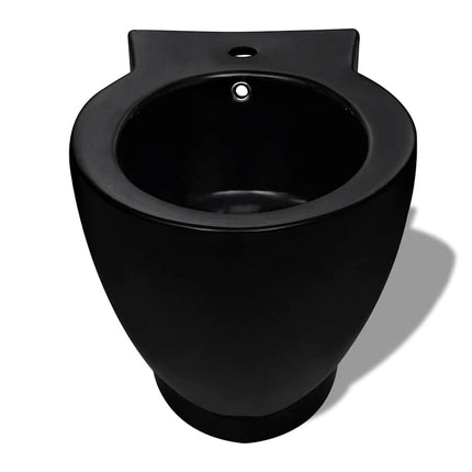 Stående toilet og bidet sæt, sort, keramisk